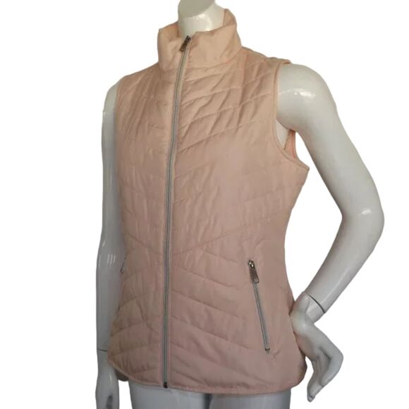 BLACK RIVET Puffer Vest, M, Pink, Zipper, Stand up collar, Pockets, Polyester - Picture 3 of 12